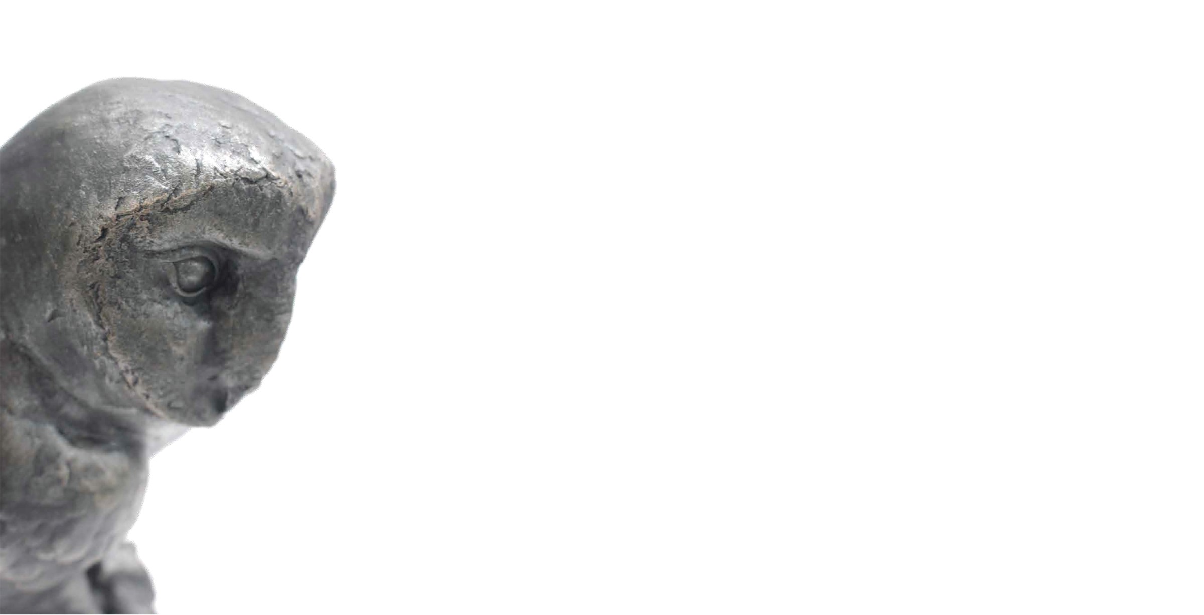 Sculpted bird head, cast metal