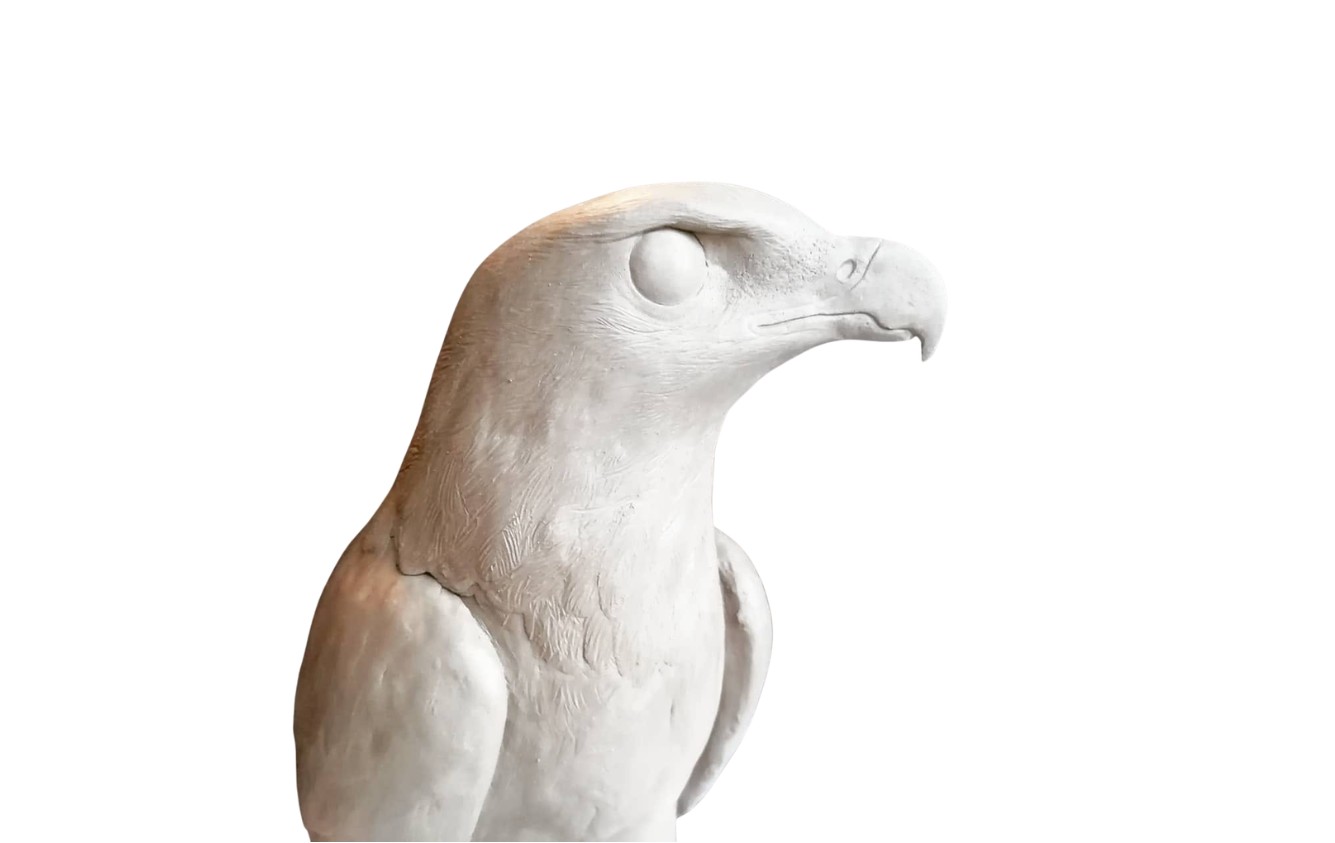 Sculpted eagle head, plaster